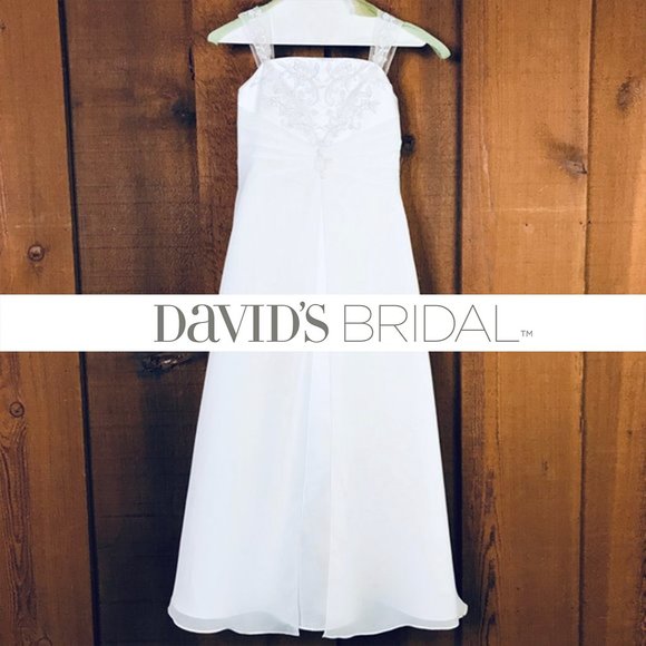 David's Bridal Other - Satin A-Line Flower Girl Gown with Embroidery Sz10